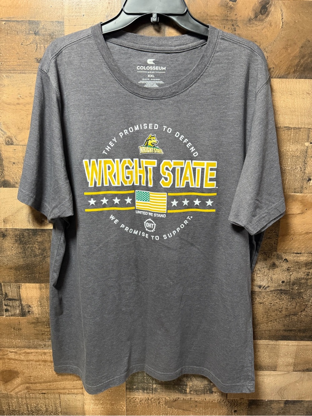 Wright State Raiders T Shirt Mens XXL Colosseum Military Appreciation Gray NCAA